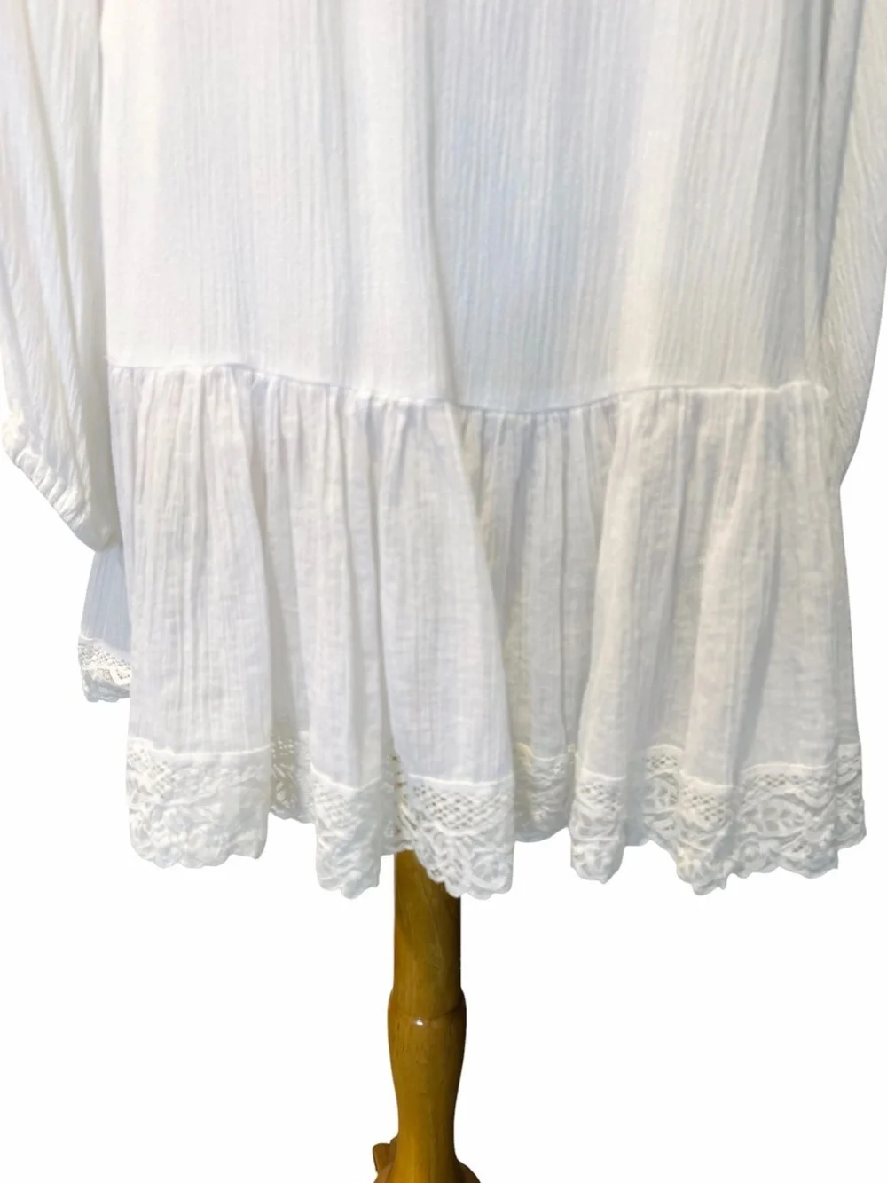 Free People White Ruffled Button-Front Tunic - Picture 4 of 5